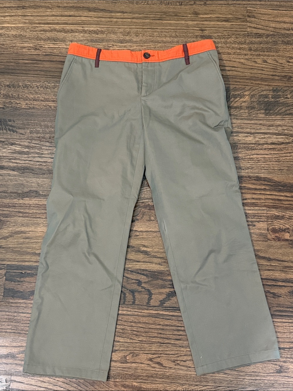 Vintage Miu Miu Olive Cropped Utility Colorblock Wide-Leg Pants size 42 / US 6
